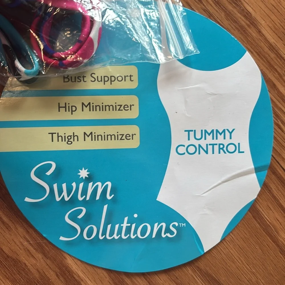 NEW Swim SolutionsTummy Control Colorful Tropical Floral Faux Tankini Size 10‎
